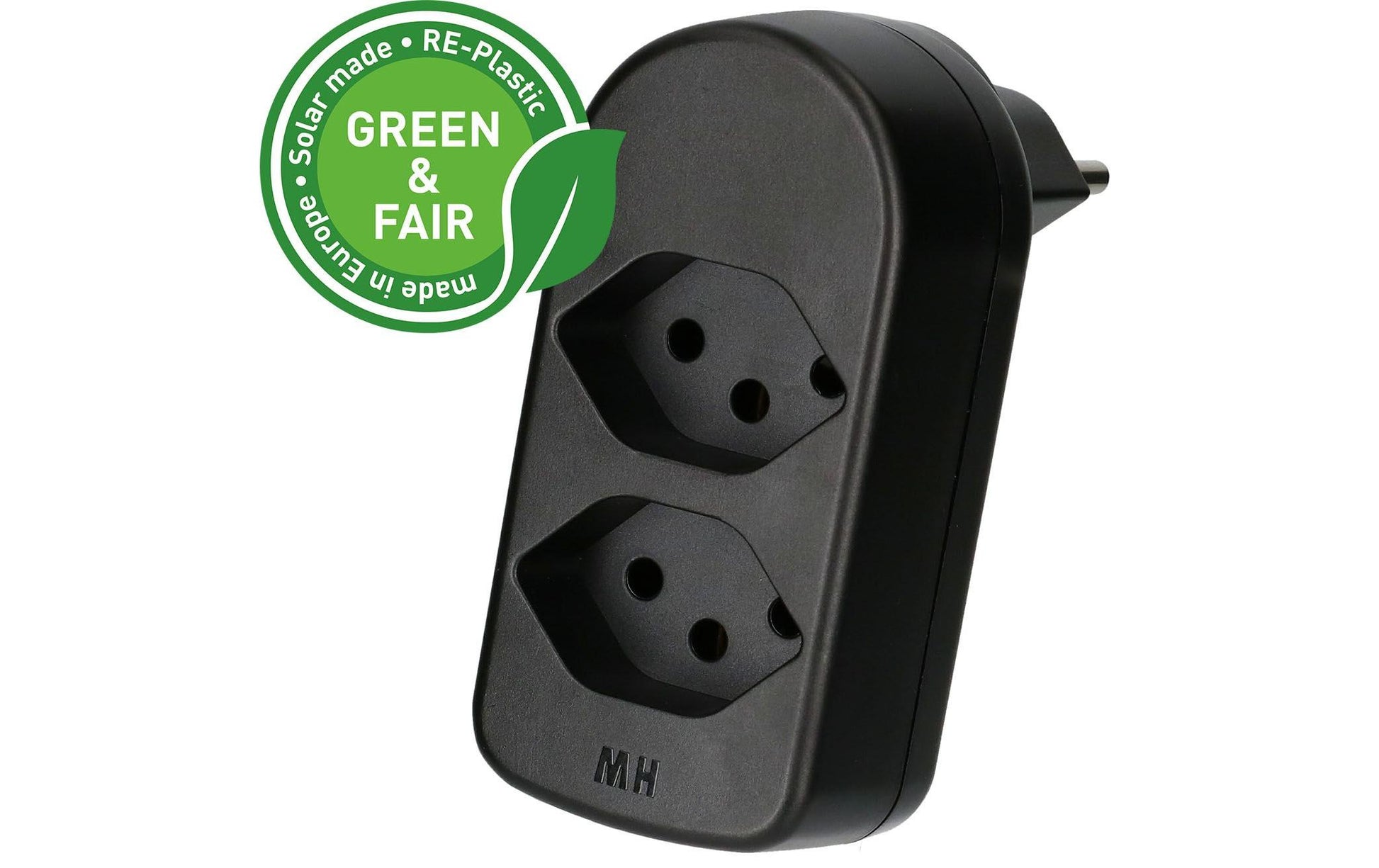 Max Hauri AG Max Hauri ADAPT 176504 Abzweigstecker T12 zu 2× T13 – 230–250 V, 10 A, 2-fach, drehbar 320°, Schwarz