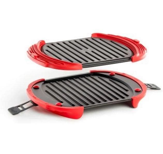 Lékué Mikrowellen-Grill, 20,7 × 27 × 4,4 cm, Silikon, Rot/Schwarz