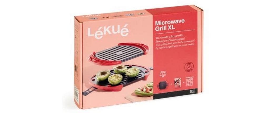 Lékué Mikrowellen-Grill, 20,7 × 27 × 4,4 cm, Silikon, Rot/Schwarz