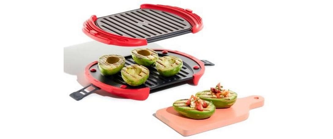 Lékué Mikrowellen-Grill, 20,7 × 27 × 4,4 cm, Silikon, Rot/Schwarz