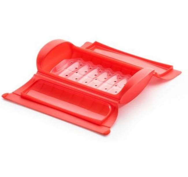 Lékué Mikrowellen-Dampfgarer 650 ml, 12,4 × 24 × 5 cm, Silikon, Rot