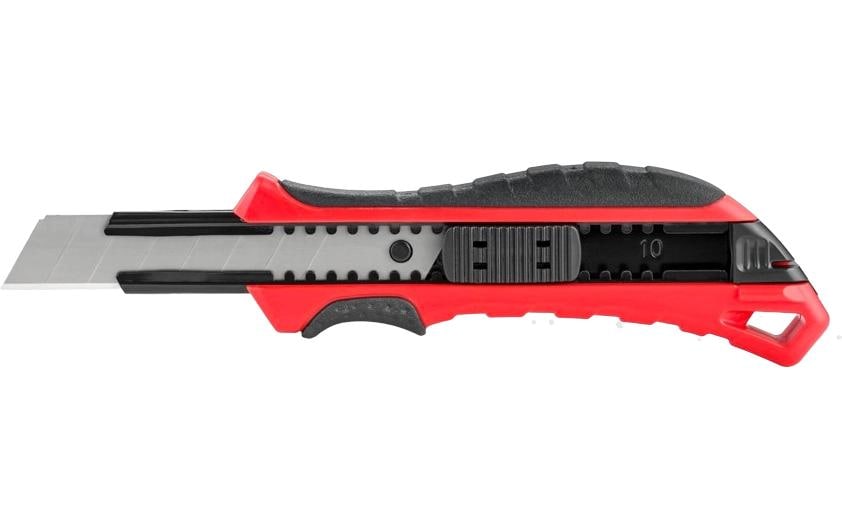 Laserliner CK302 – Abbrechmesser 18 mm, einziehbar, mit Sperre, Kunststoff (ABS, TPR), rot, inkl. 5 Klingen