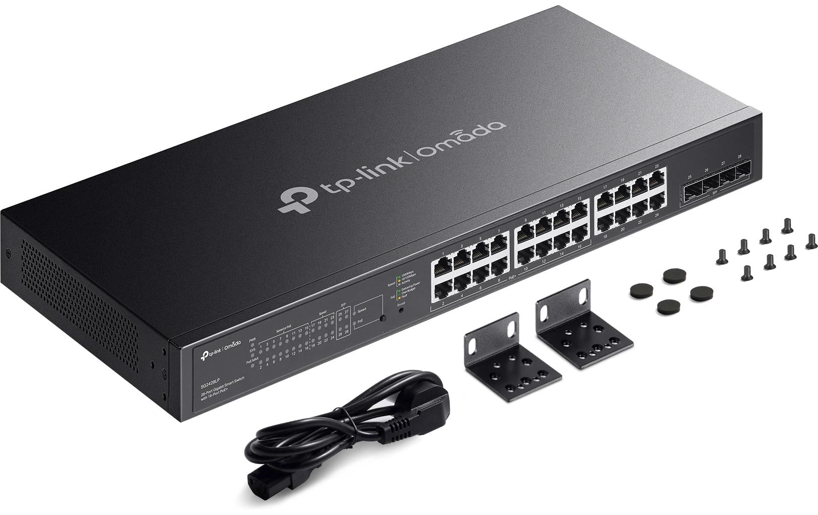TP-Link SG2428LP – Managed Switch – 24×GbE, 4×SFP, L2/L2+, PoE+ 150 W, 1U