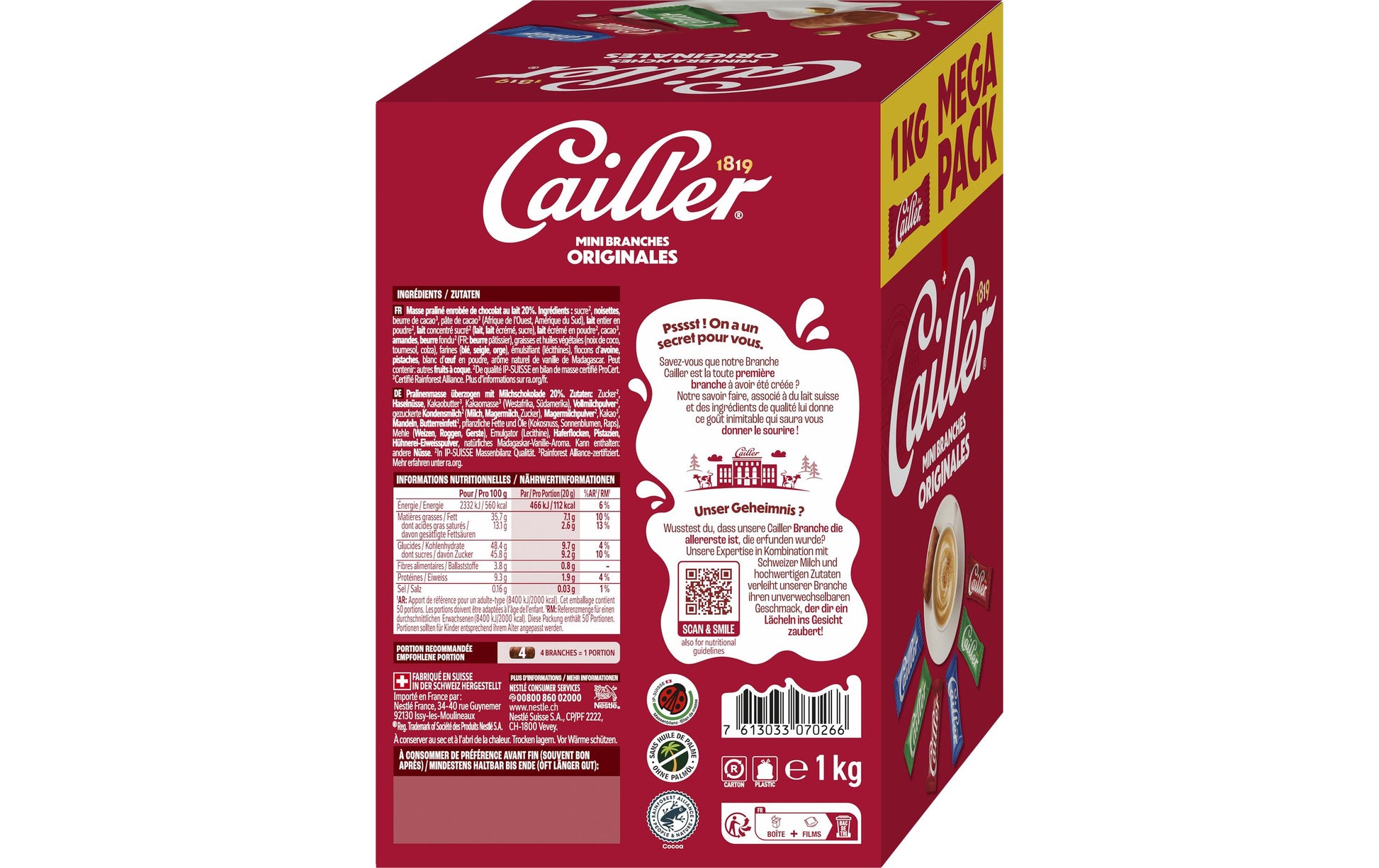 Cailler Branches Pralinés – Original, Mini – 1 kg