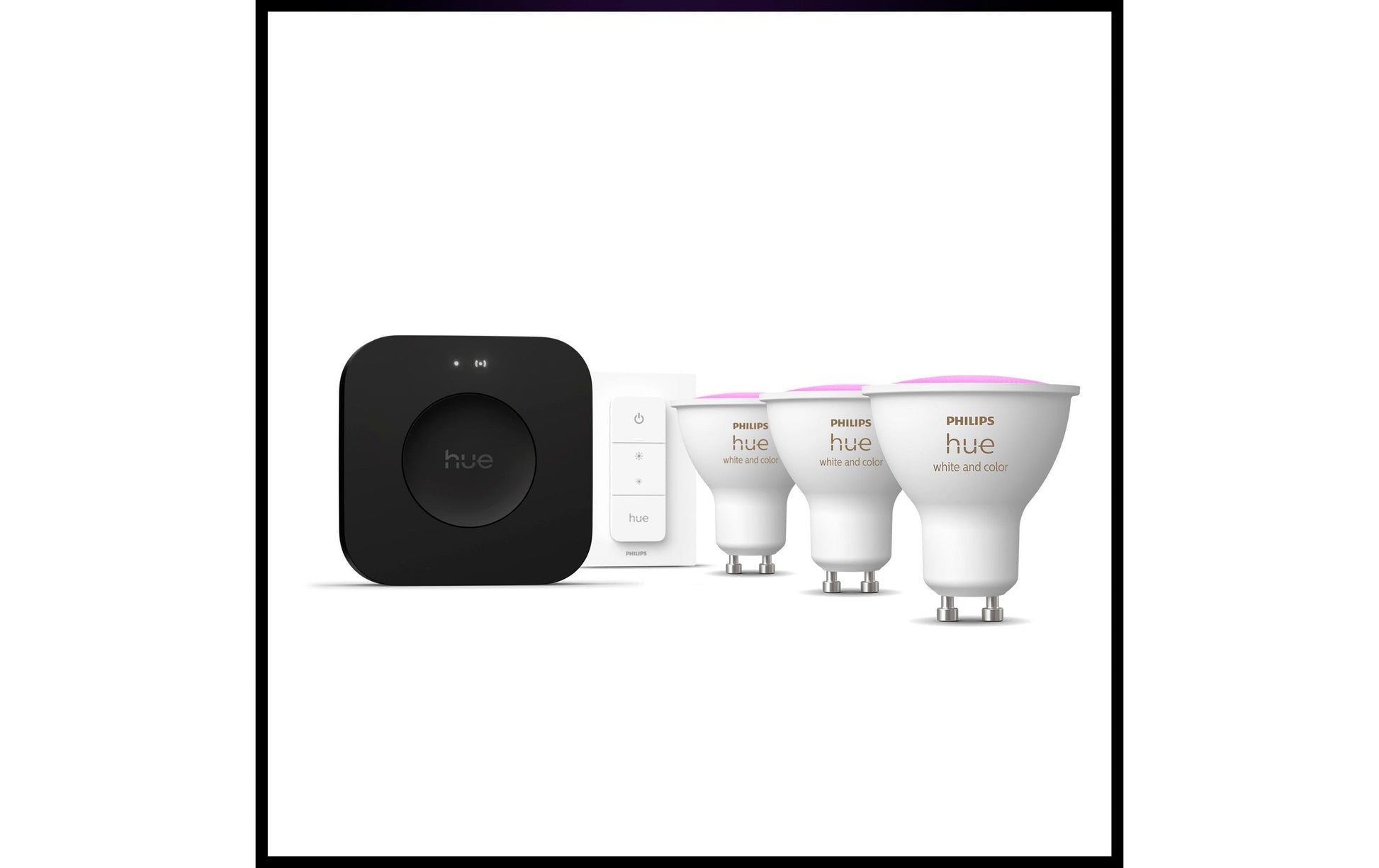 Philips Hue White & Colour Ambiance Starterset GU10 3er – 400 lm, inkl. Bridge, für Bluetooth & Apple HomeKit