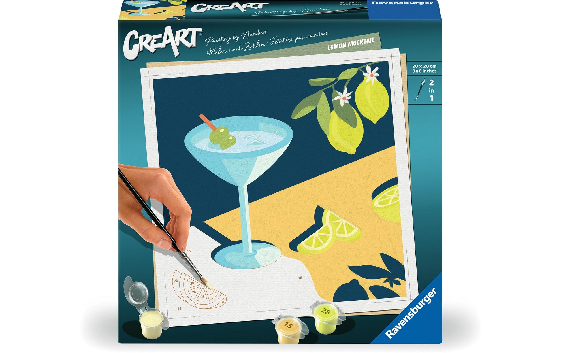 Ravensburger Malen-nach-Zahlen-Set Lemon Mocktail – 20 × 20 cm – ab 12 Jahren