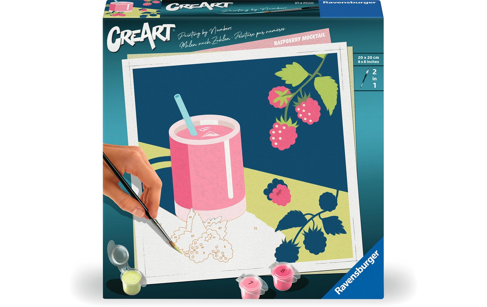 Ravensburger CreArt – Bastelset – Himbeer-Mocktail – 20 × 20 cm – ab 12 Jahren