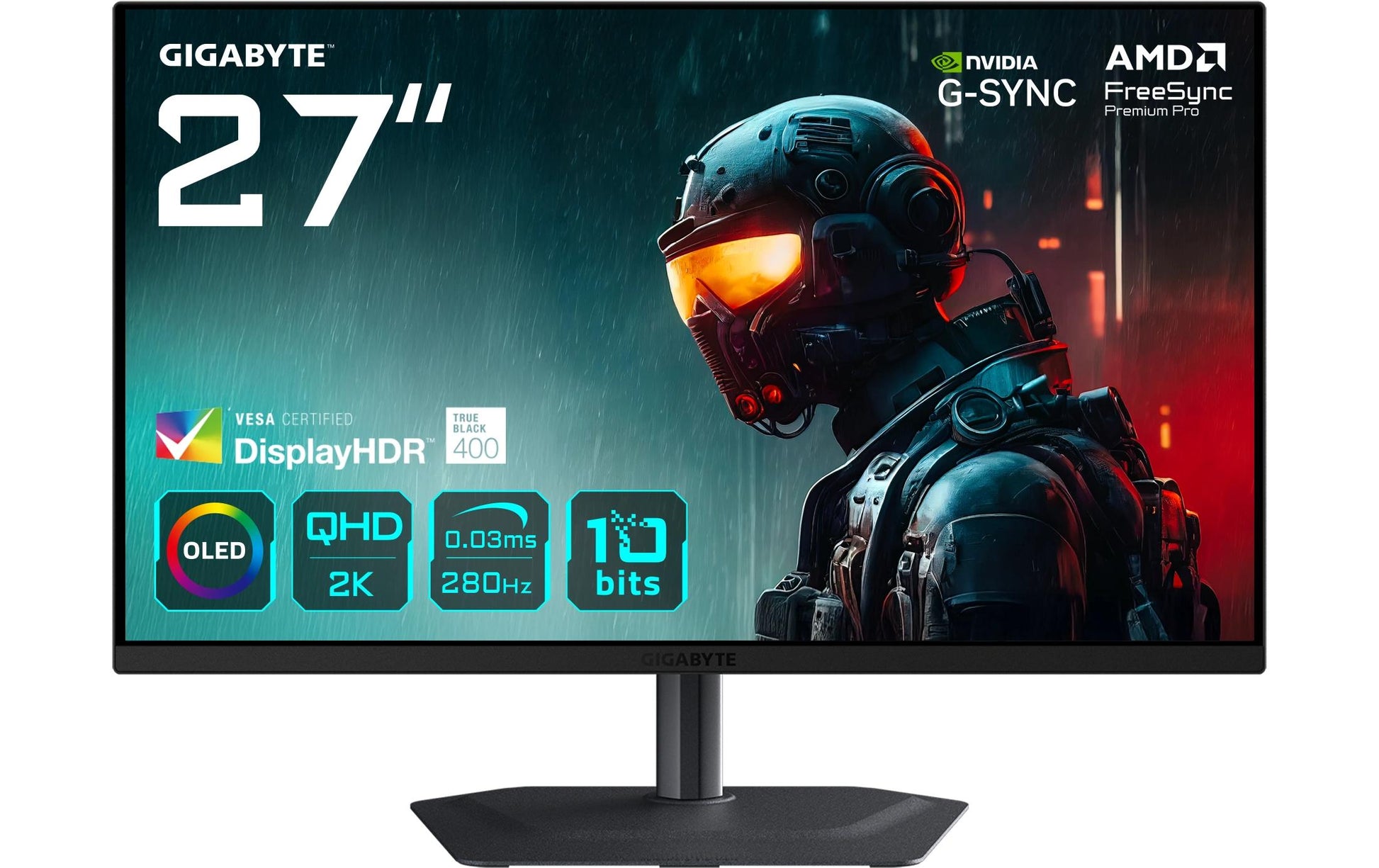 GIGABYTE MO27Q2A – 27", 2560 × 1440 (WQHD), OLED, 280 Hz, USB‑C 18 W, DisplayHDR True Black 400