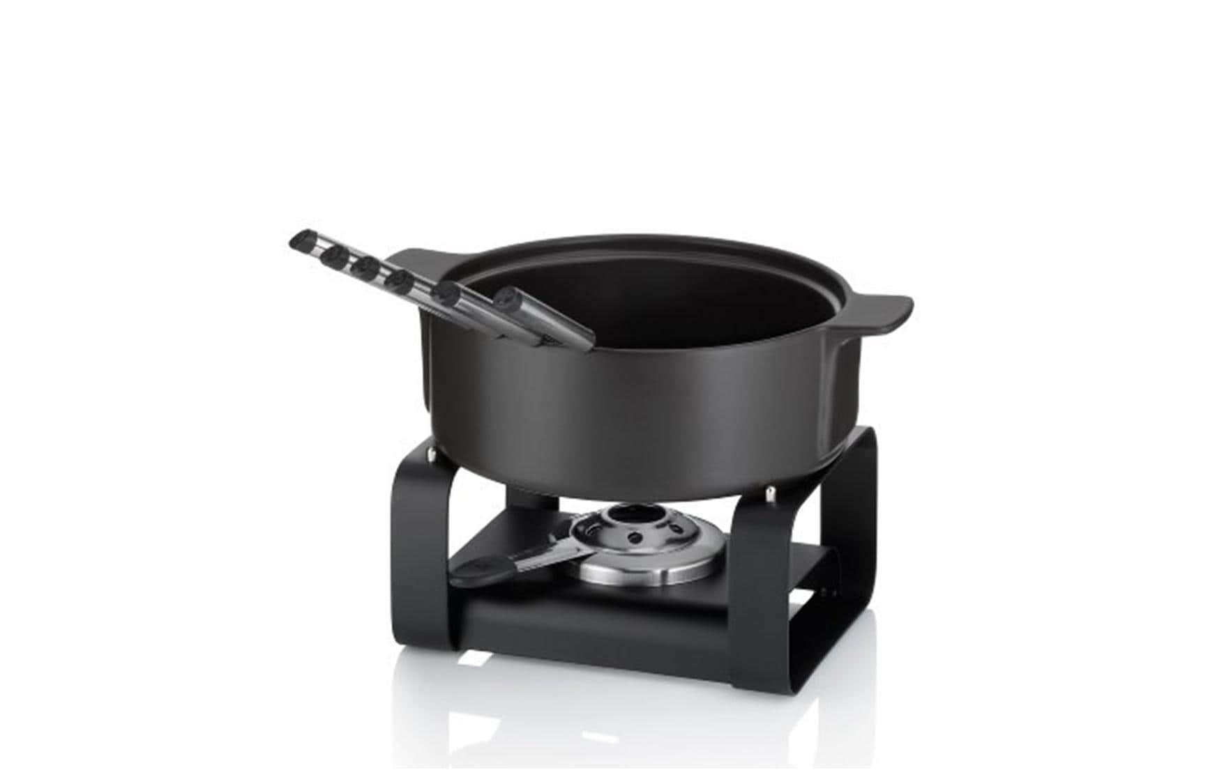 Ohmex Fondue-Set OHM-FND-1116 – Keramik, 6 Personen, Pastenbrenner – schwarz