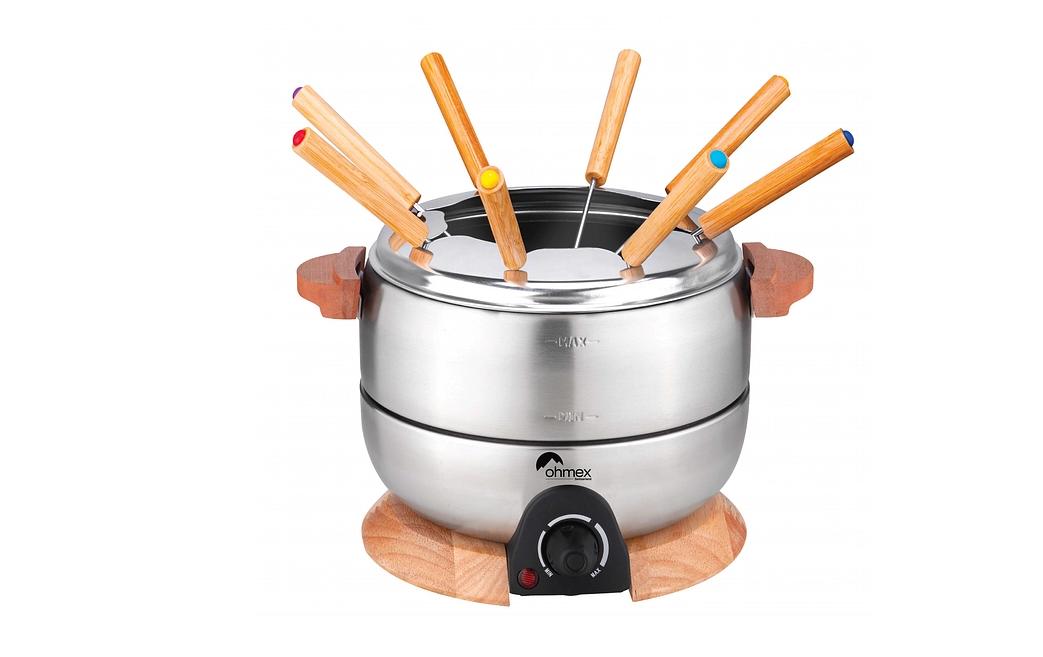 Ohmex Fondue-Set OHM-FND-2424 – Edelstahl, 1,8 l, 8 Personen – elektrisch – Silber/Edelstahl