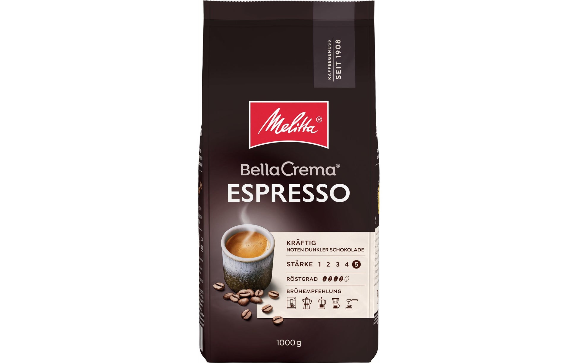Melitta Bella Crema – Kaffeebohnen – Espresso, 100% Arabica, 1 kg