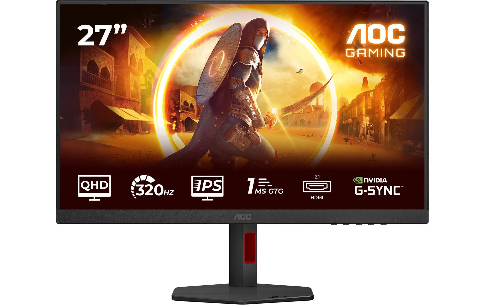 AOC Q27G4SRU – Monitor, 27", 2560 × 1440 (WQHD), IPS, 180 Hz, 450 cd/m², FreeSync, VESA 100 × 100, Schwarz