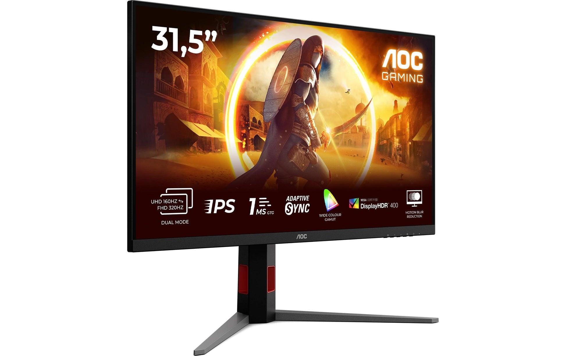 AOC U32G4U – Monitor, 31,5", 3840 × 2160 (UHD 4K), IPS, 160 Hz, Adaptive Sync, VESA 100 × 100, Schwarz