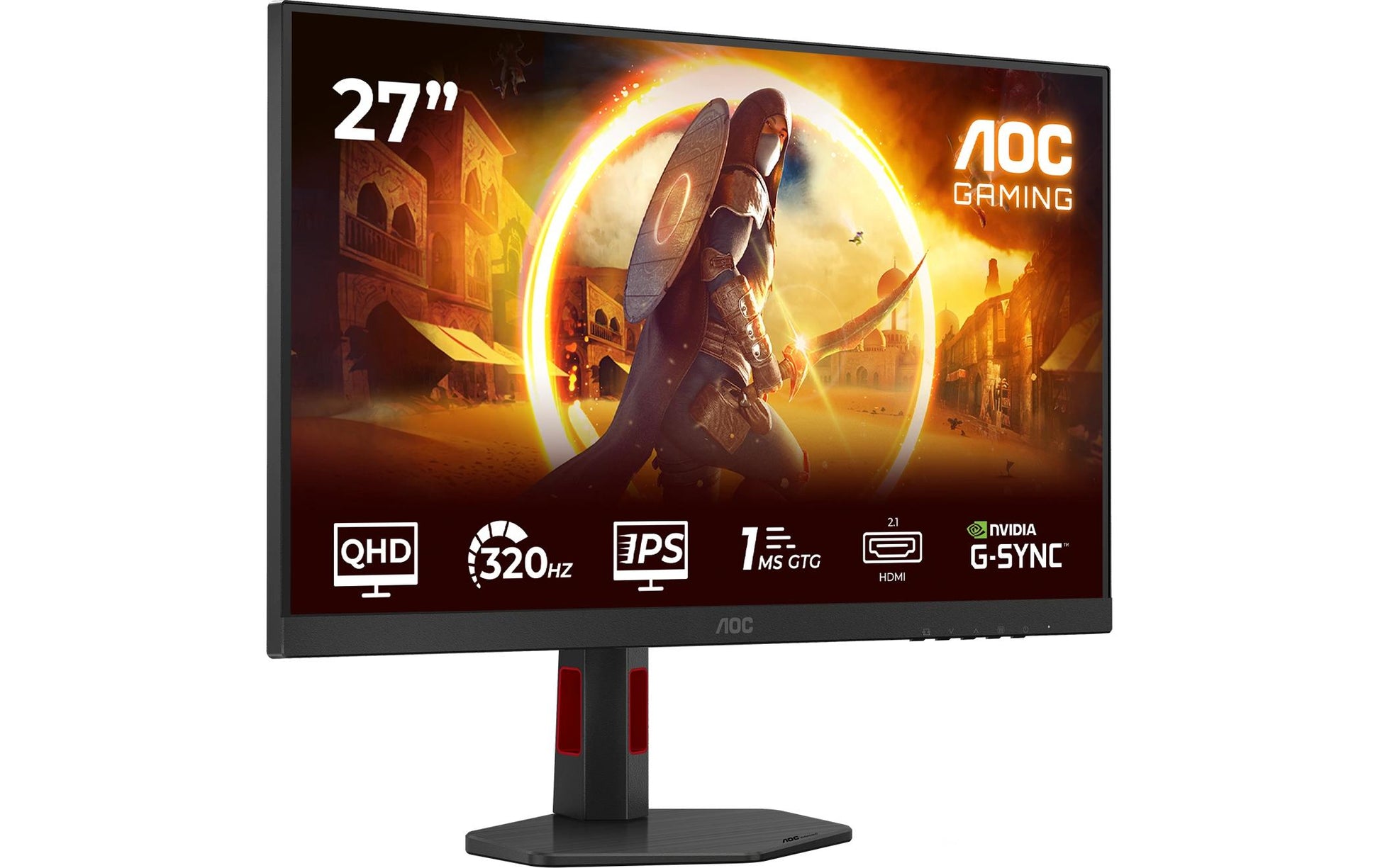 AOC Q27G4SRU – Monitor, 27", 2560 × 1440 (WQHD), IPS, 180 Hz, 450 cd/m², FreeSync, VESA 100 × 100, Schwarz