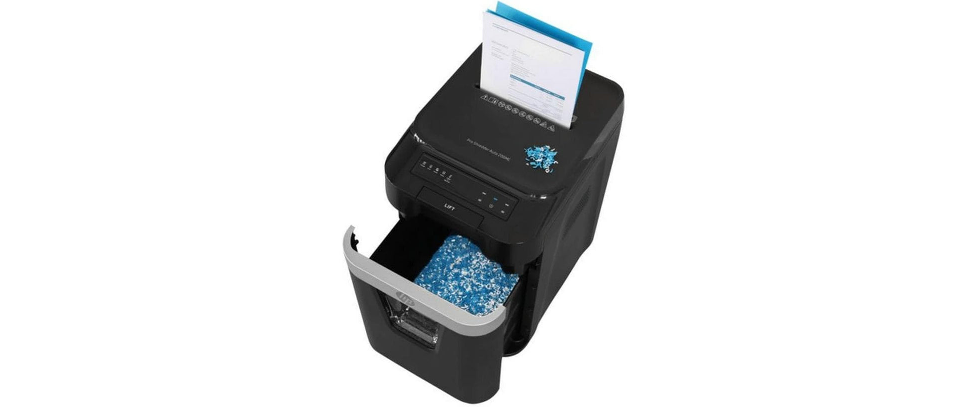 HP ProShred Auto 200MC – Aktenvernichter mit Autofeed 200 Blatt, DIN P-5, Mikroschnitt 2 × 12 mm, 32,2 l