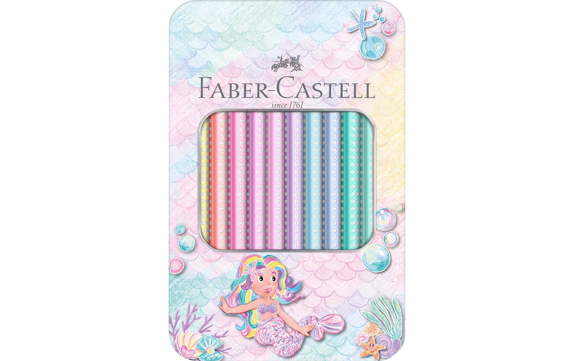 Faber-Castell Buntstifte SPARKLE – Jumbo, Dreikant, Minen-Ø 5,3 mm, 10 Buntstifte, im Metalletui