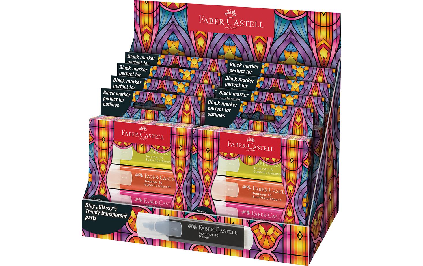 Faber-Castell Textliner 46 Textmarker – 4er Set, Farben sortiert, Keilspitze 1/2/5 mm