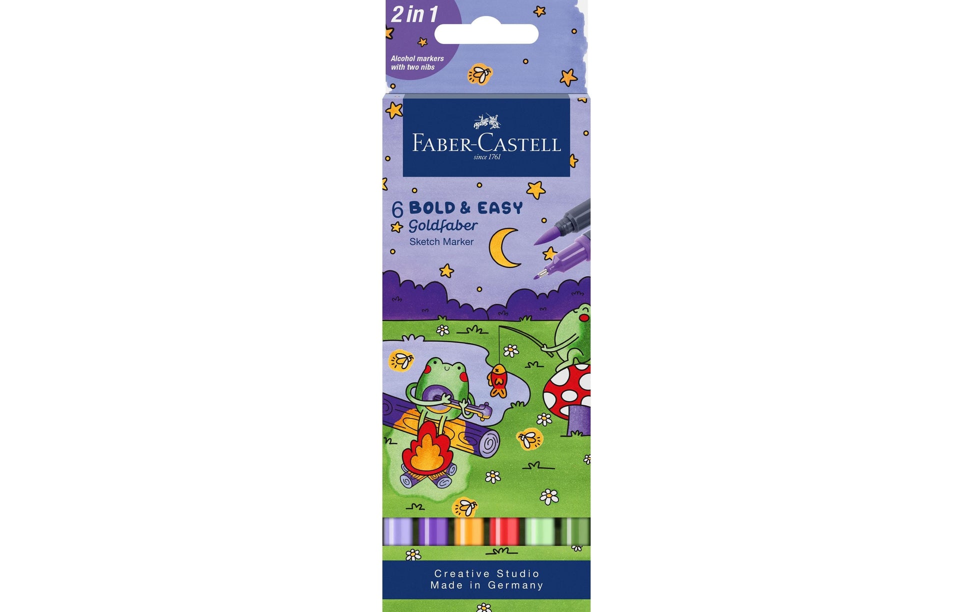 Faber-Castell Fineliner Etui – 6 Stk., 0,6 mm, sortiert, wasserfest