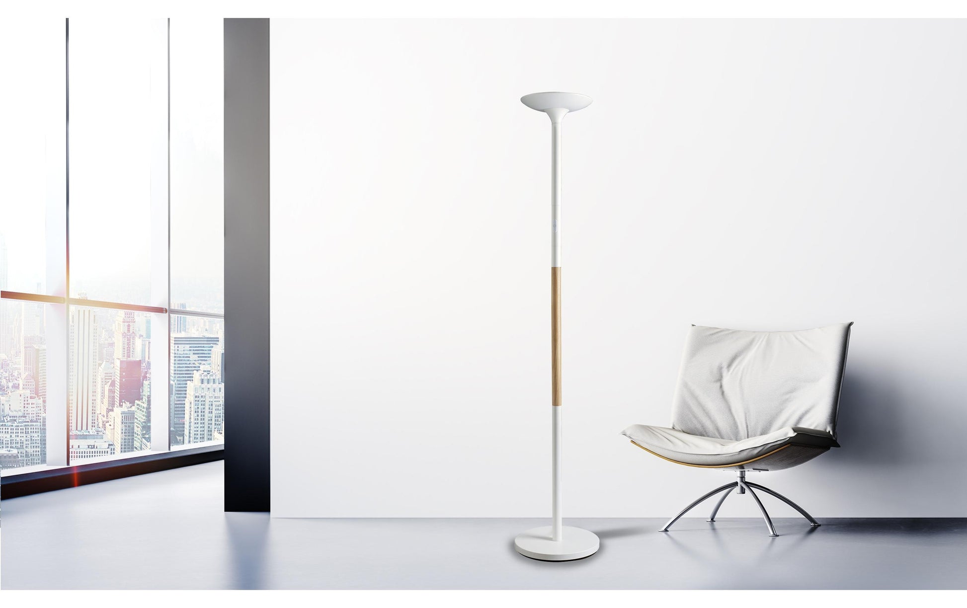 Unilux Stehleuchte Pryska – 4000 lm, 3000 K, dimmbar, 180 cm – Weiss