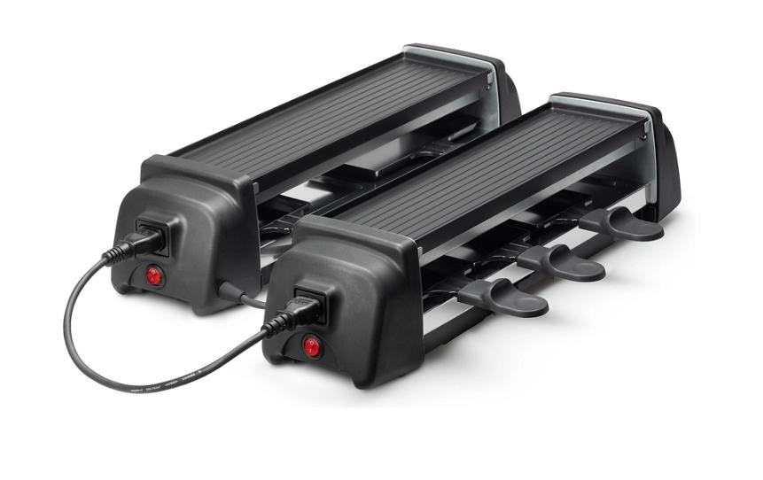 Ohmex Raclette-Grill OHM-RCL-4002 – 8 Personen, 600 W, Antihaftbeschichtung & Pfännchenablage – Schwarz