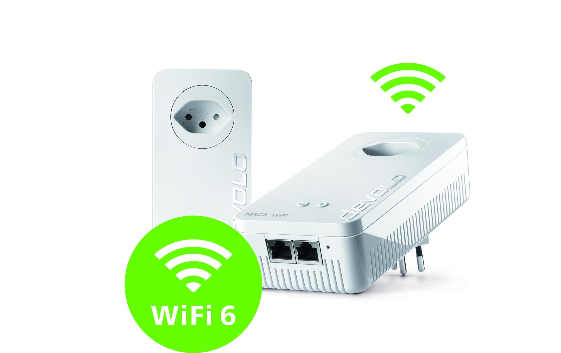 Devolo Magic 2 WiFi 6 next 7198 – Access Point – Wi‑Fi 6 (2,4/5 GHz), 2,4 Gbit/s, 6×GbE, 2er Set