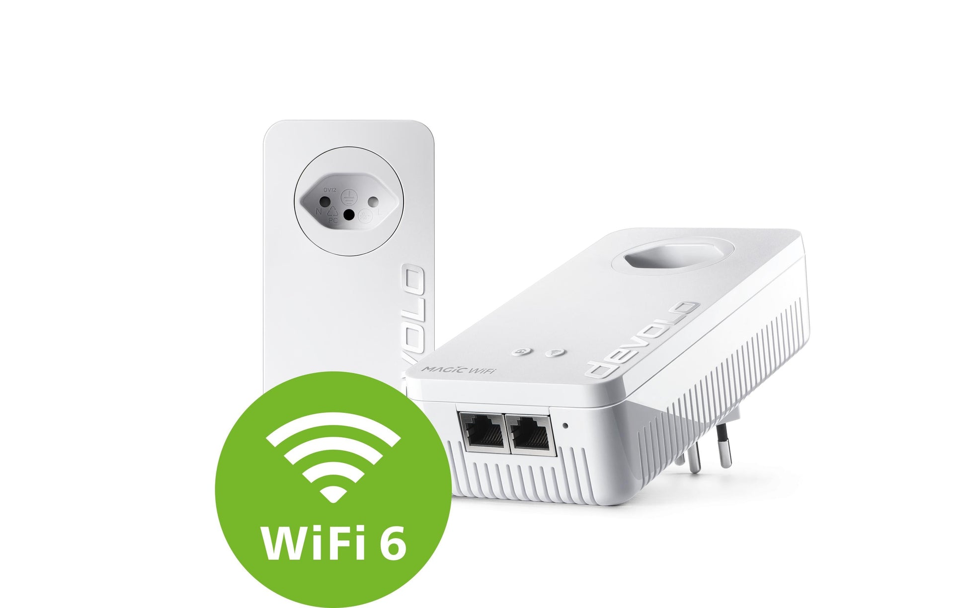 Devolo Magic 2 WiFi 6 next 7198 – Access Point – Wi‑Fi 6 (2,4/5 GHz), 2,4 Gbit/s, 6×GbE, 2er Set
