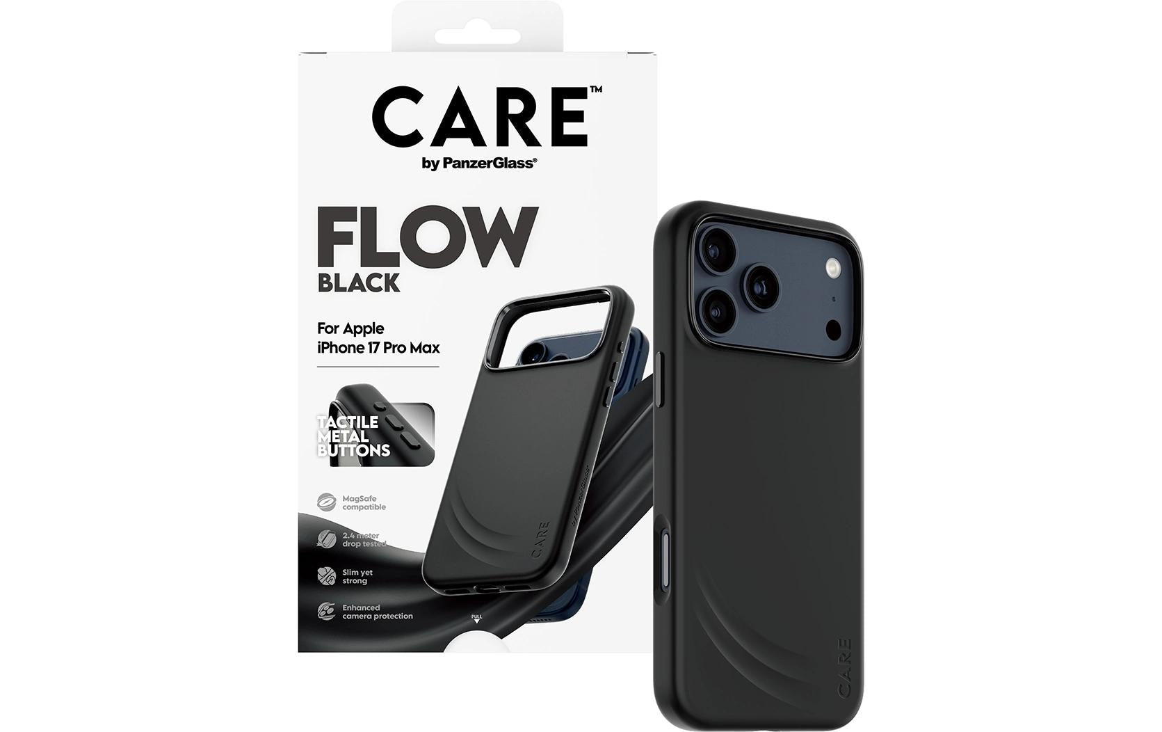 PanzerGlass Backcover Feature FLOW – für Apple iPhone 17 Pro Max – schwarz – Silikon, MagSafe-kompatibel