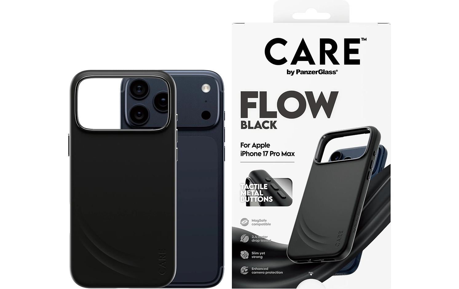 PanzerGlass Backcover Feature FLOW – für Apple iPhone 17 Pro Max – schwarz – Silikon, MagSafe-kompatibel