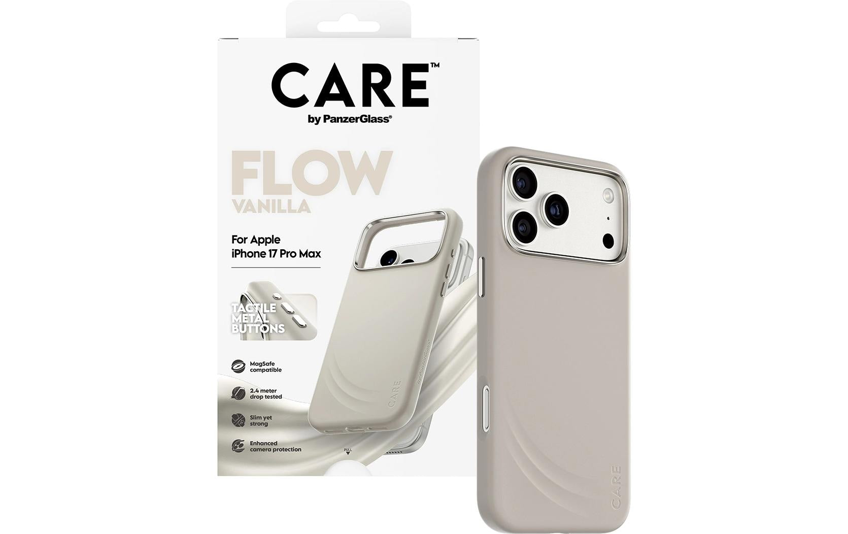 PanzerGlass Backcover Feature FLOW – für Apple iPhone 17 Pro Max – Vanilla – Silikon – MagSafe-kompatibel