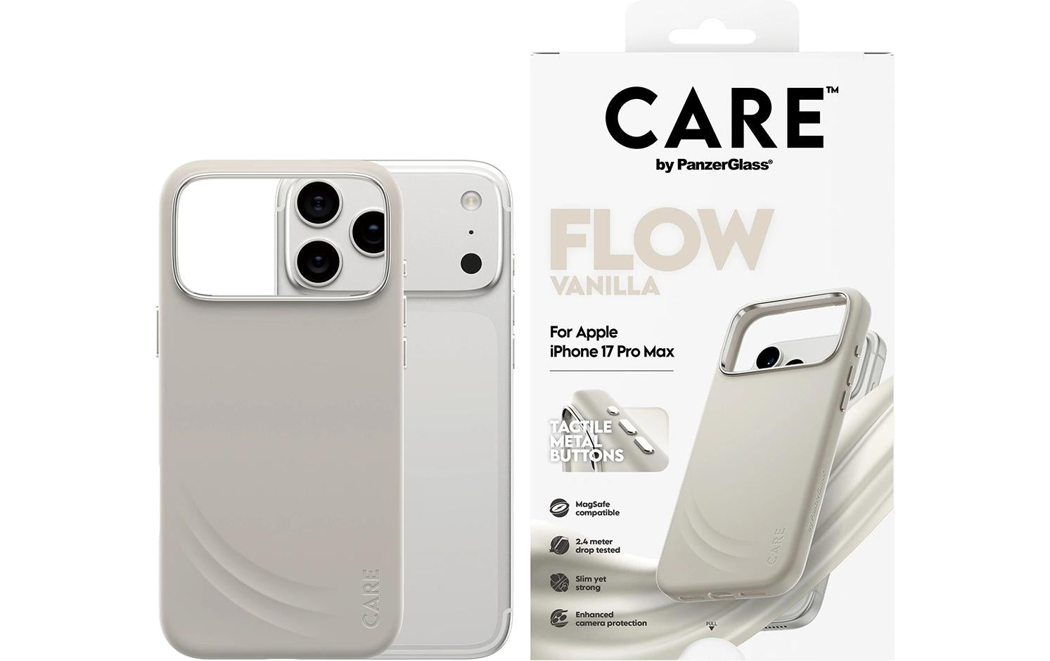 PanzerGlass Backcover Feature FLOW – für Apple iPhone 17 Pro Max – Vanilla – Silikon – MagSafe-kompatibel