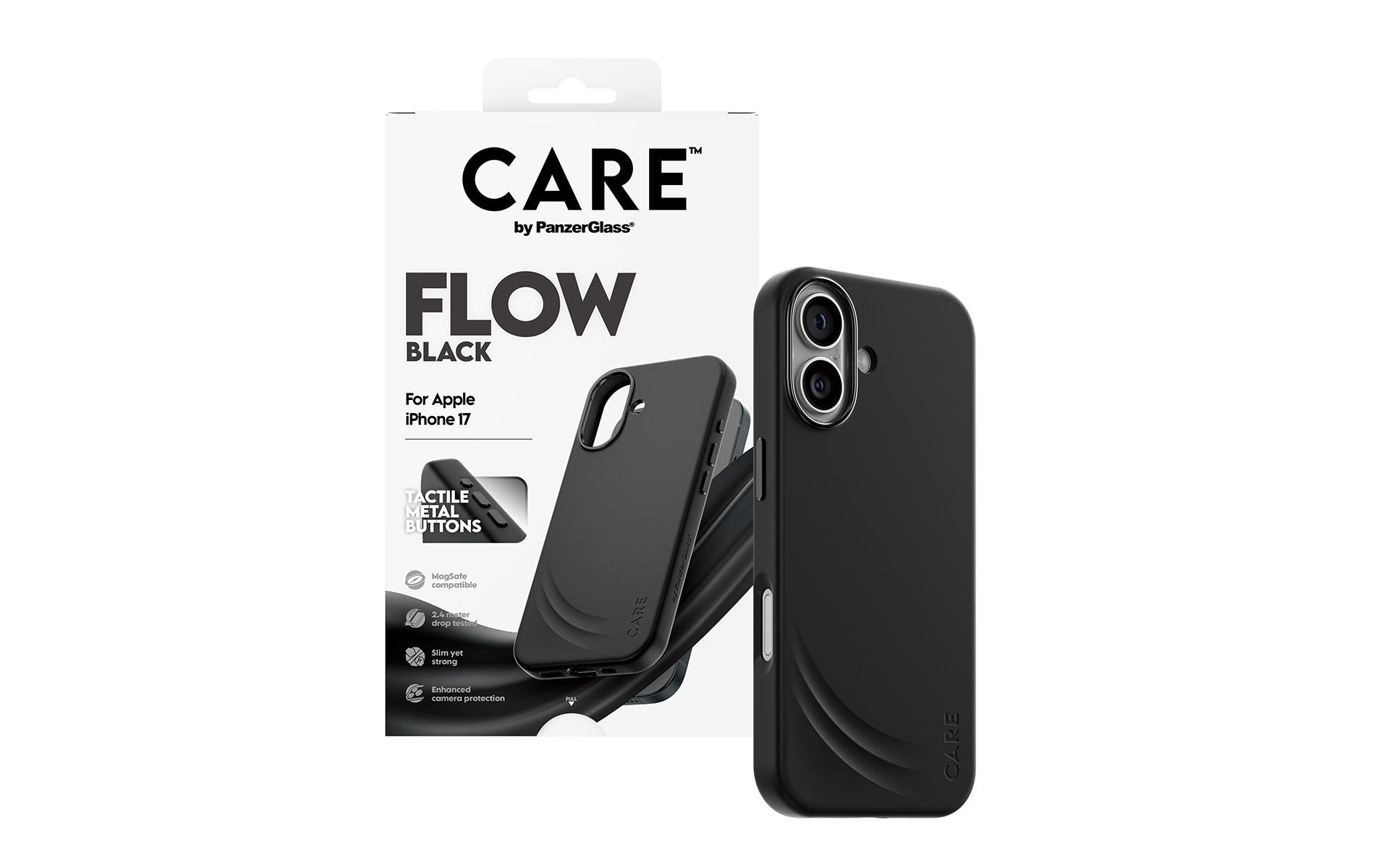 PanzerGlass Backcover FLOW – für Apple iPhone 17 – schwarz – Silikon – MagSafe-kompatibel, stossfest