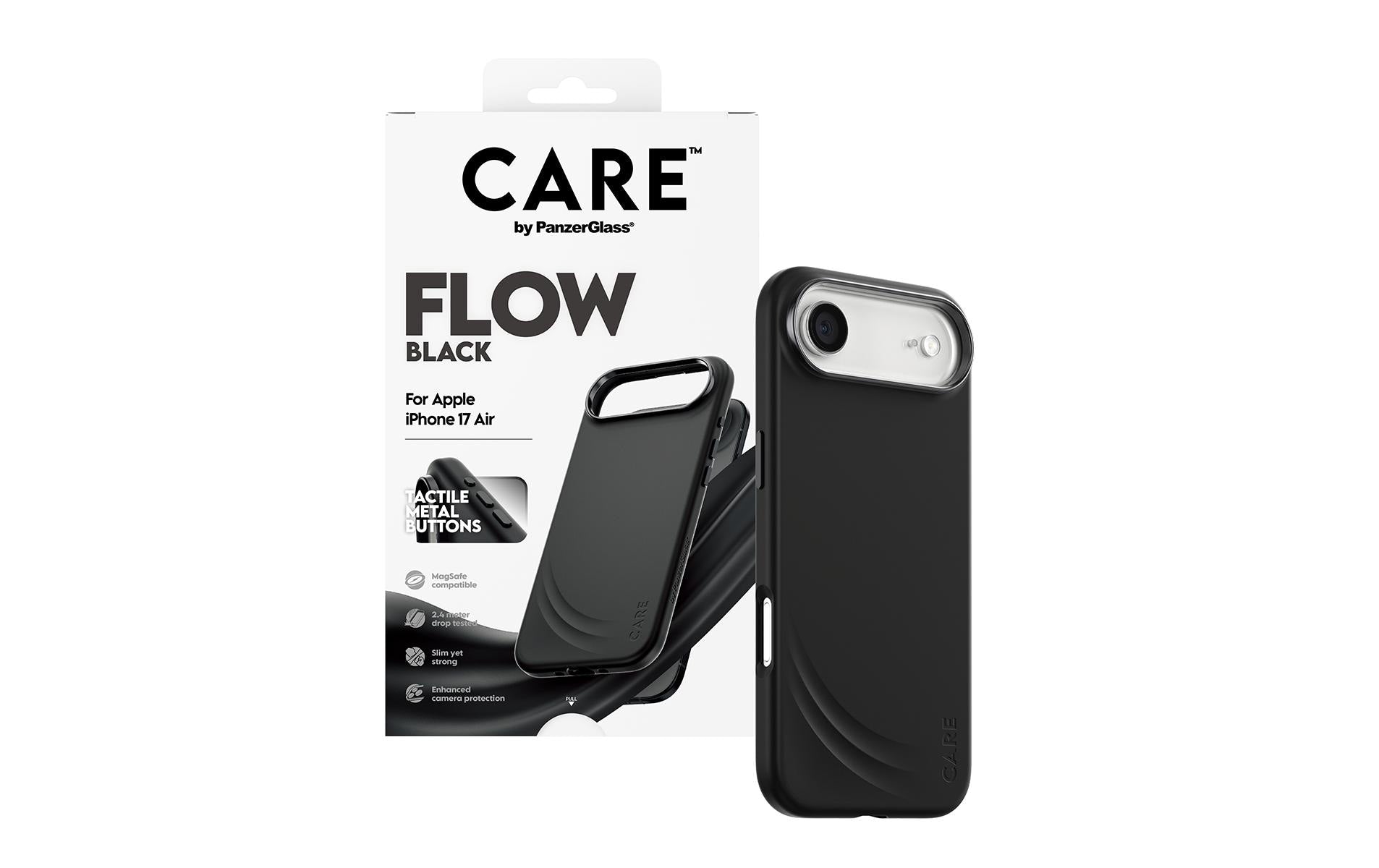 PanzerGlass Backcover FLOW – für Apple iPhone 17 Air – schwarz – Silikon – MagSafe-kompatibel, stossfest