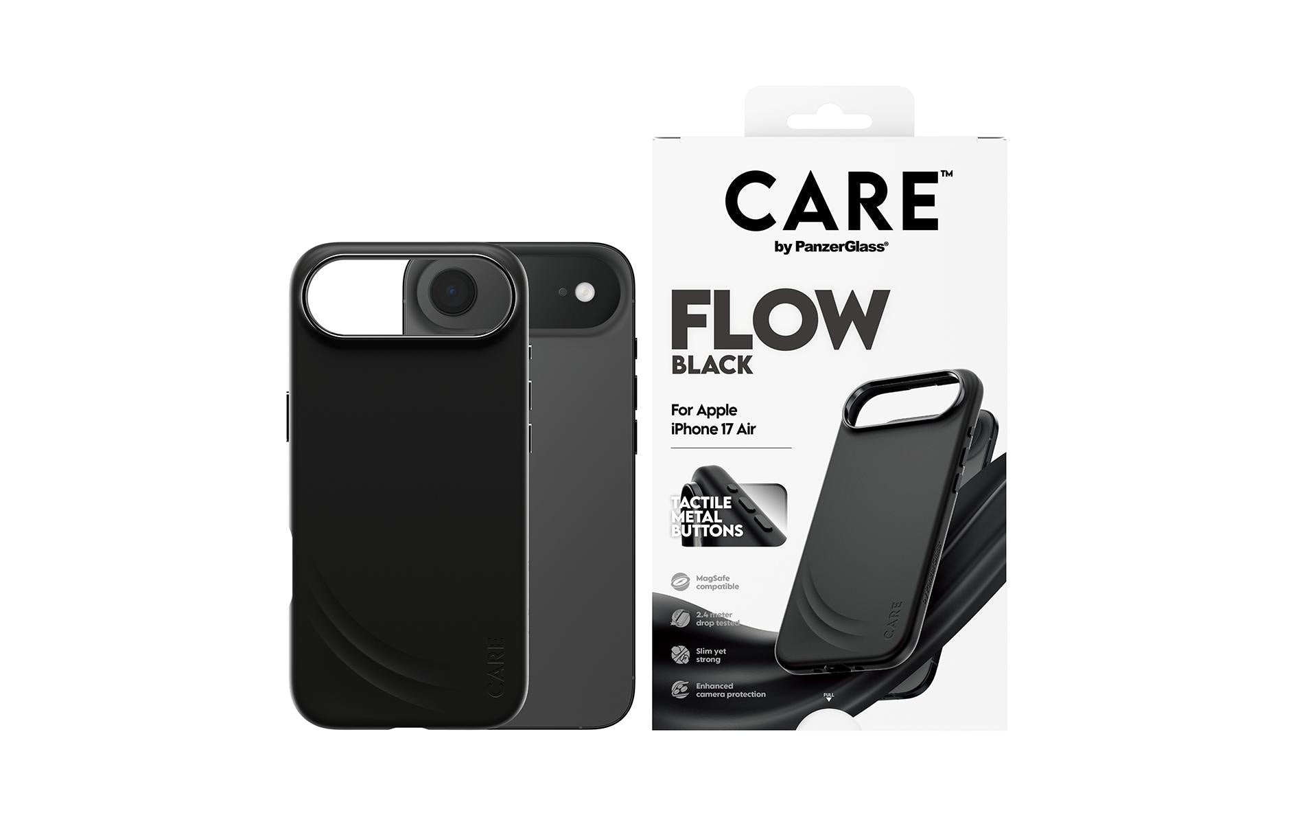 PanzerGlass Backcover FLOW – für Apple iPhone 17 Air – schwarz – Silikon – MagSafe-kompatibel, stossfest