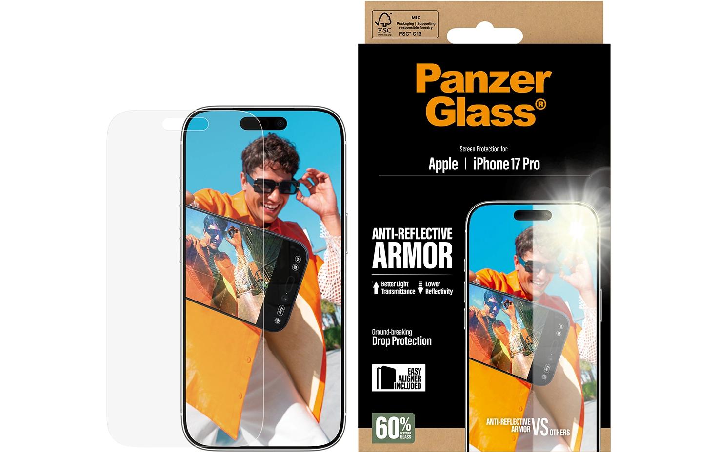 PanzerGlass Anti-Reflektierende Armor – für Apple iPhone 17 Pro – stossfest
