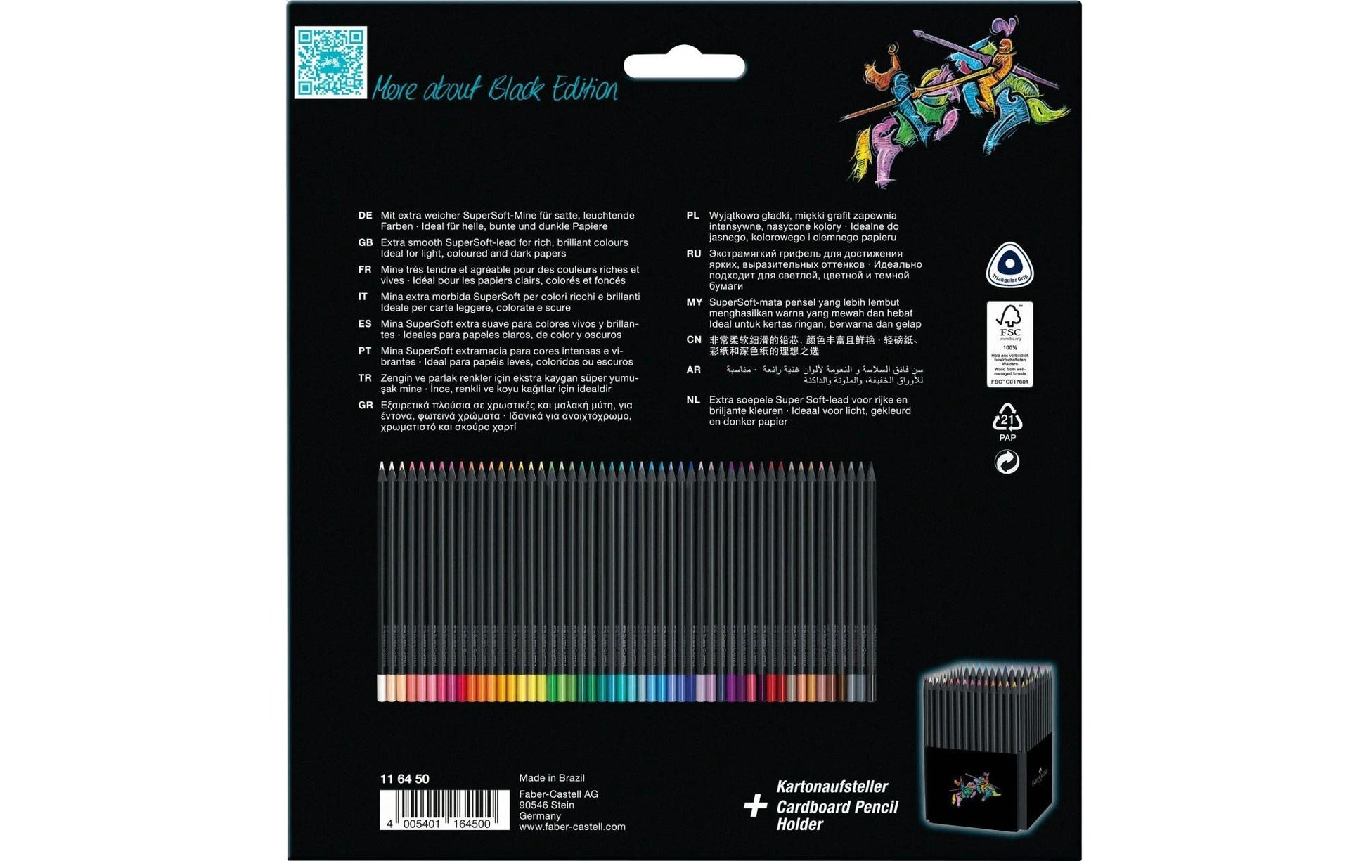 Faber-Castell Buntstifte Black Edition – 50 Farben, im Kartonetui