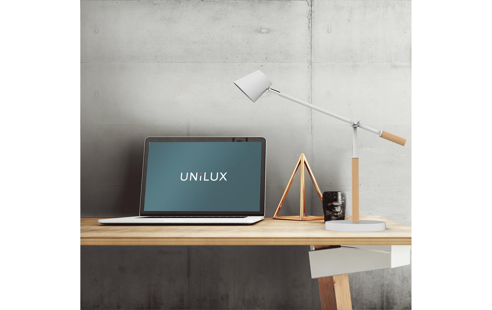 Unilux Tischleuchte Vicky – LED 11 W, 900 lm, 3000 K, dimmbar, Neigungsverstellung – Buche/Weiss
