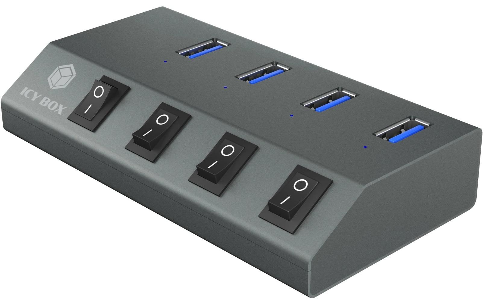 ICY BOX IB-HUB1405 USB-Hub – USB 3.0, 4× USB-A, für Windows/Mac/Linux