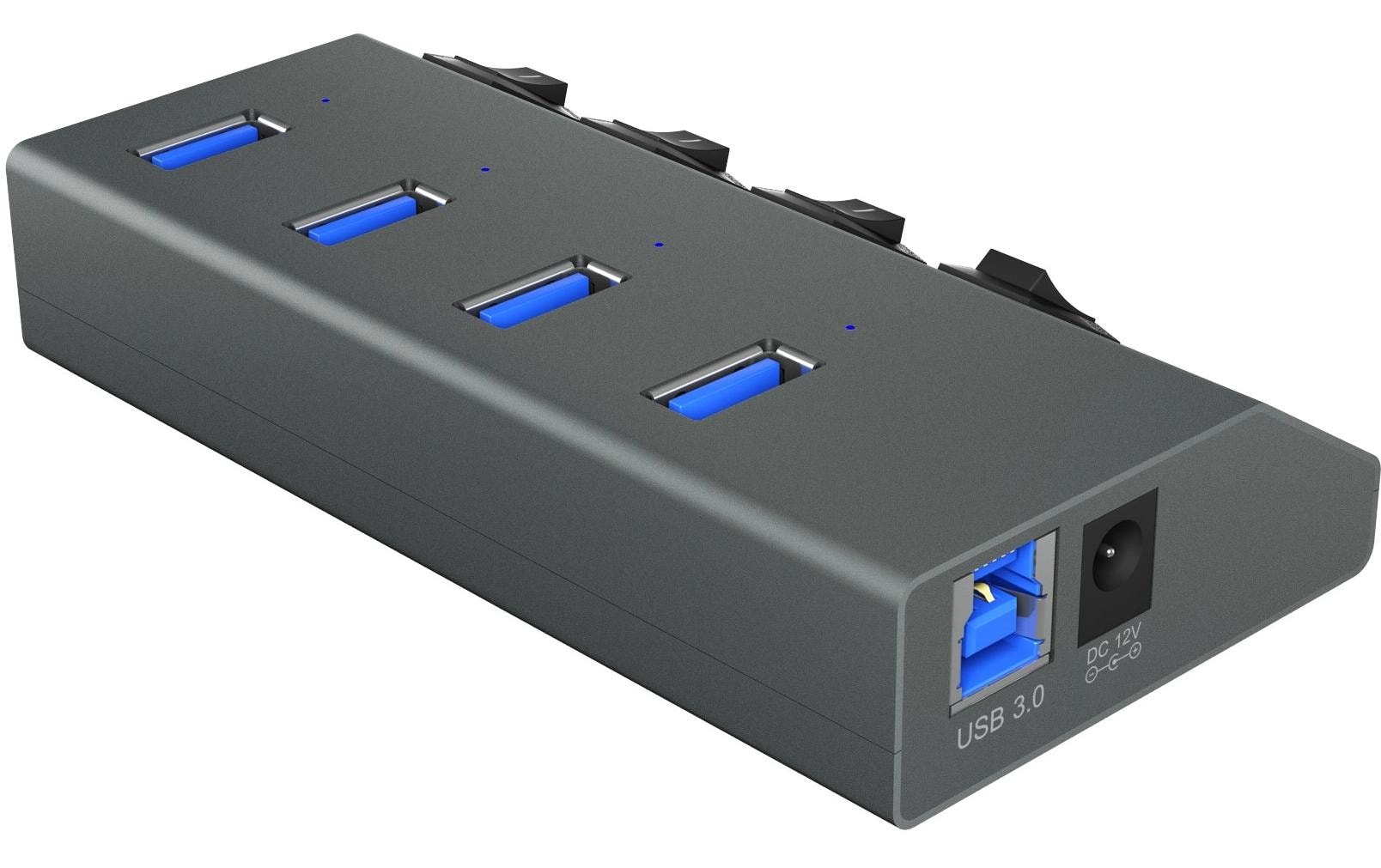 ICY BOX IB-HUB1405 USB-Hub – USB 3.0, 4× USB-A, für Windows/Mac/Linux