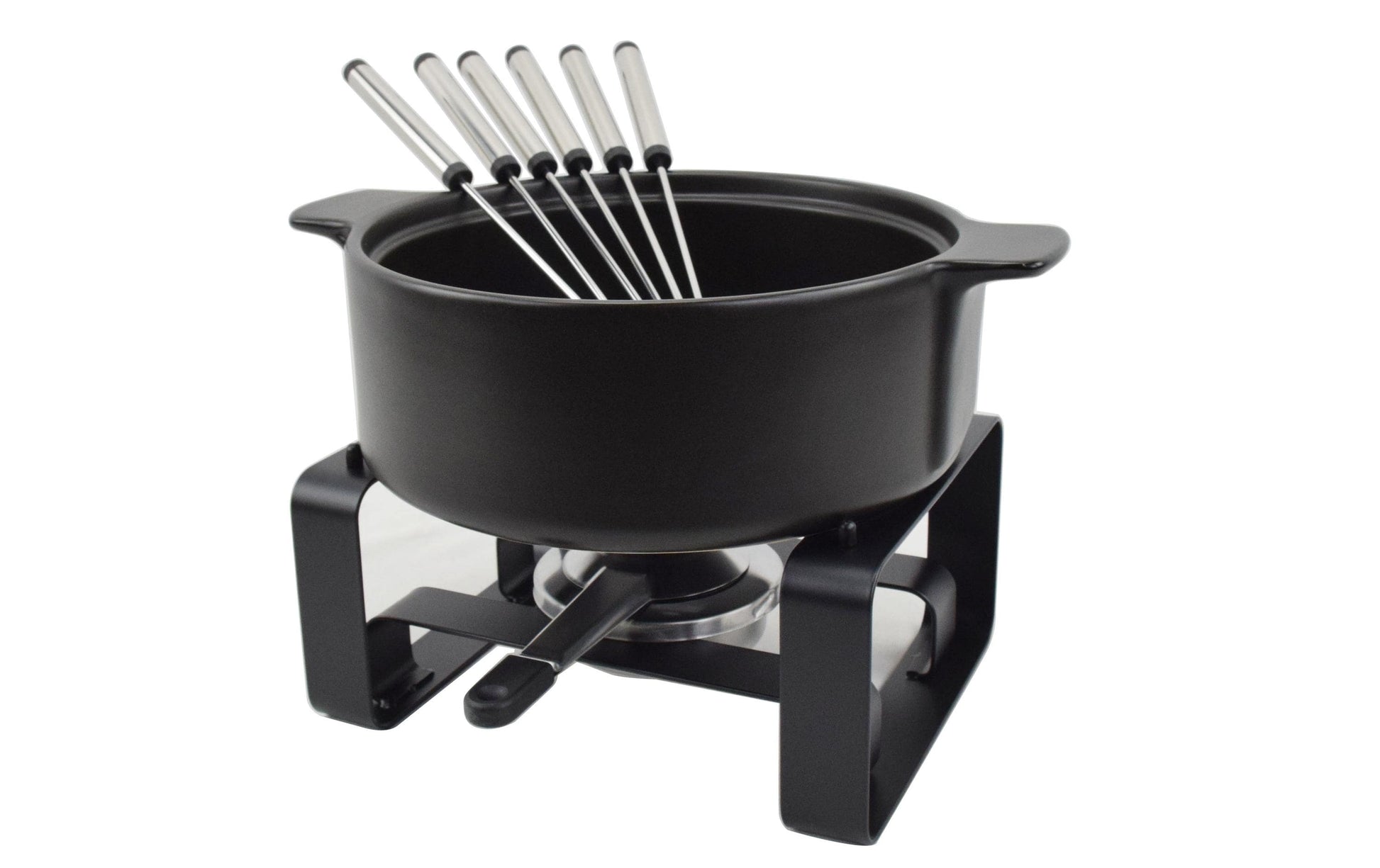 Ohmex Fondue-Set OHM-FND-1116 – Keramik, 6 Personen, Pastenbrenner – schwarz