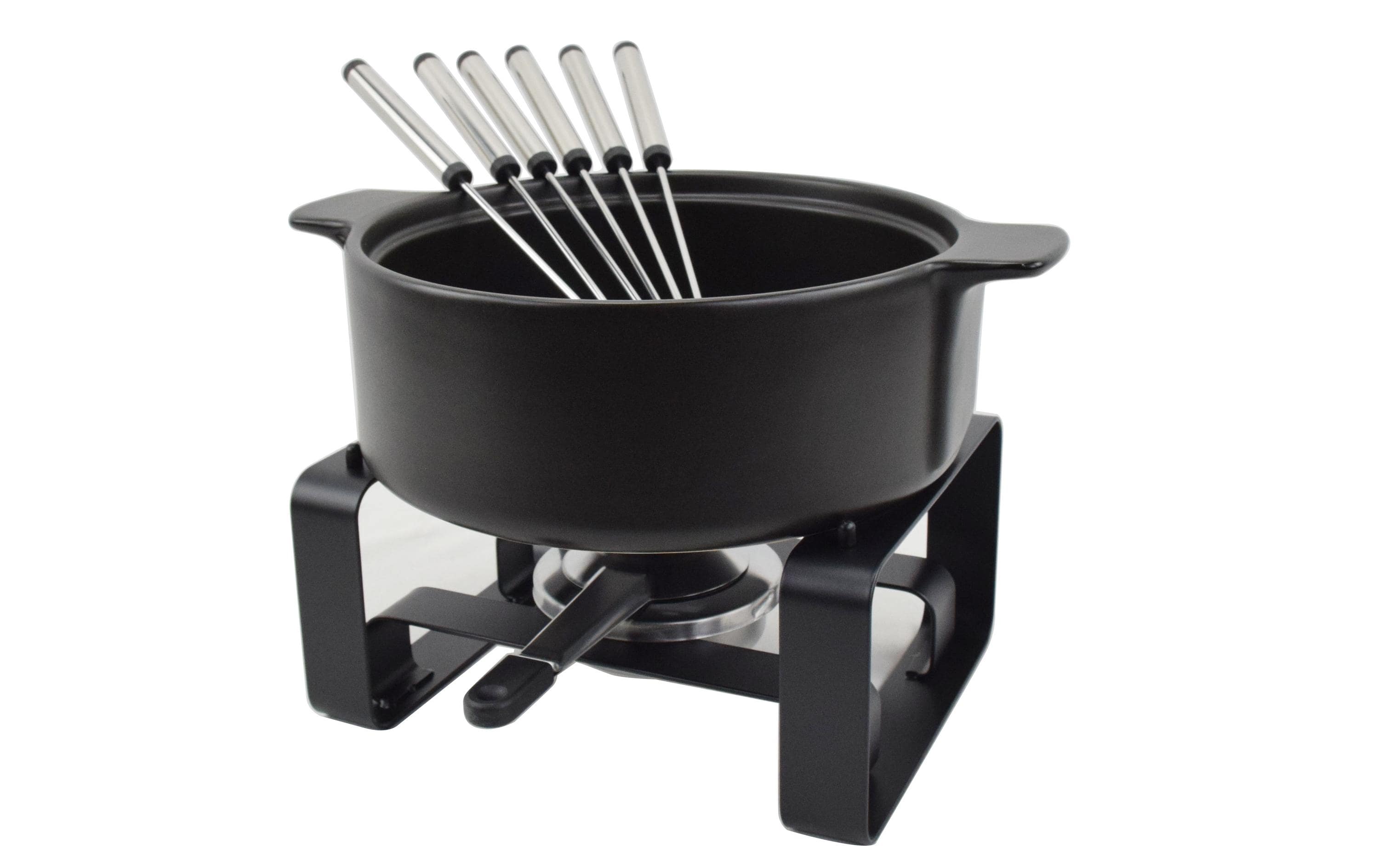 Ohmex Fondue-Set OHM-FND-1116 – Keramik, 6 Personen, Pastenbrenner – schwarz