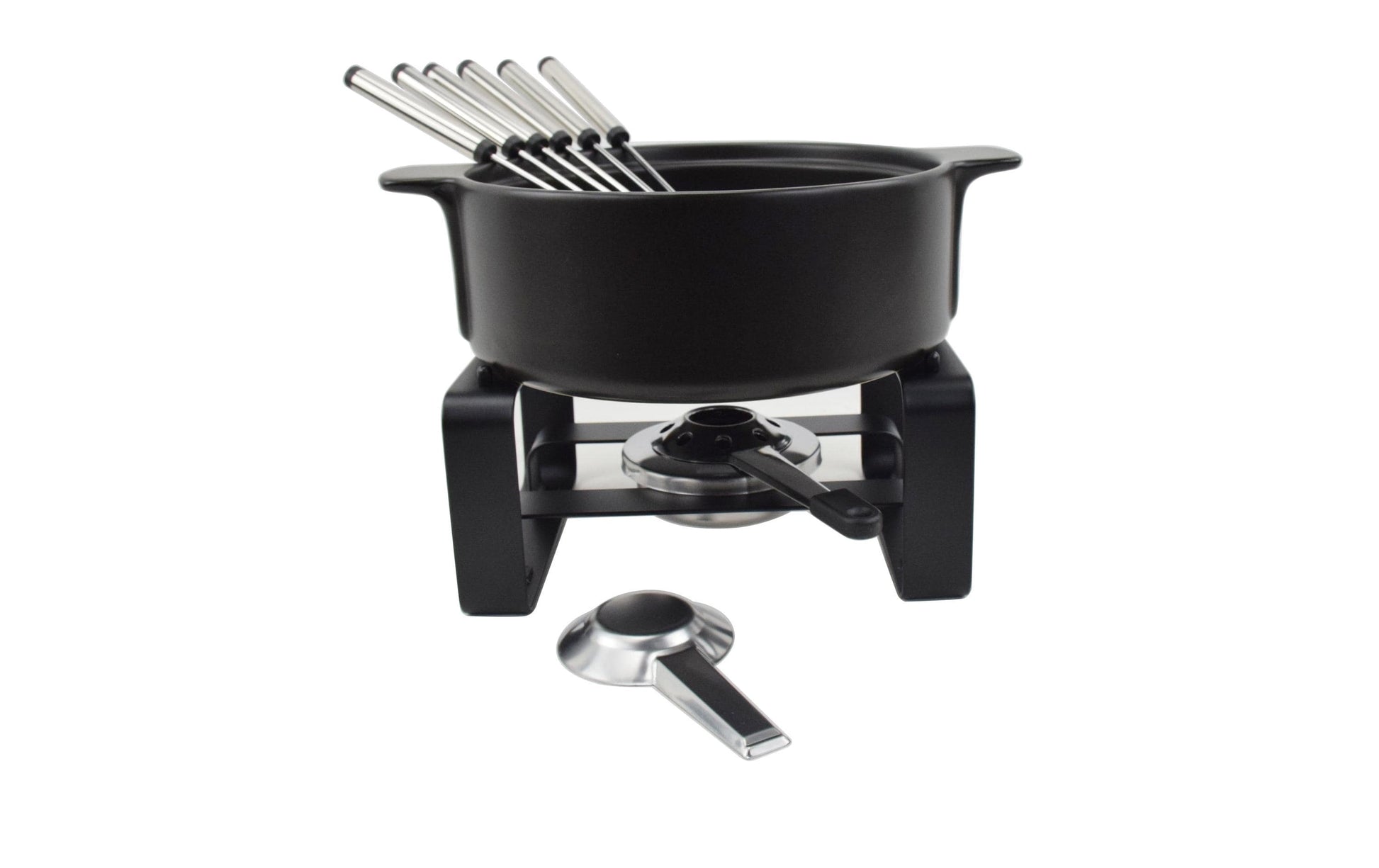 Ohmex Fondue-Set OHM-FND-1116 – Keramik, 6 Personen, Pastenbrenner – schwarz