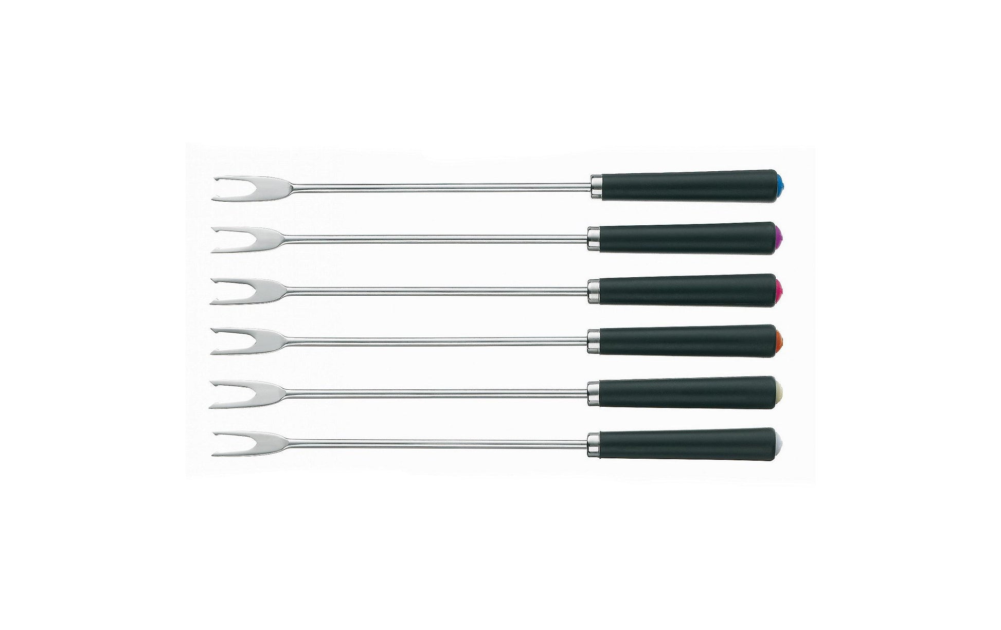 Kela Morena Fonduegabeln – 6er-Set, 24,5 cm, Edelstahl, Schwarz, für Käsefondue
