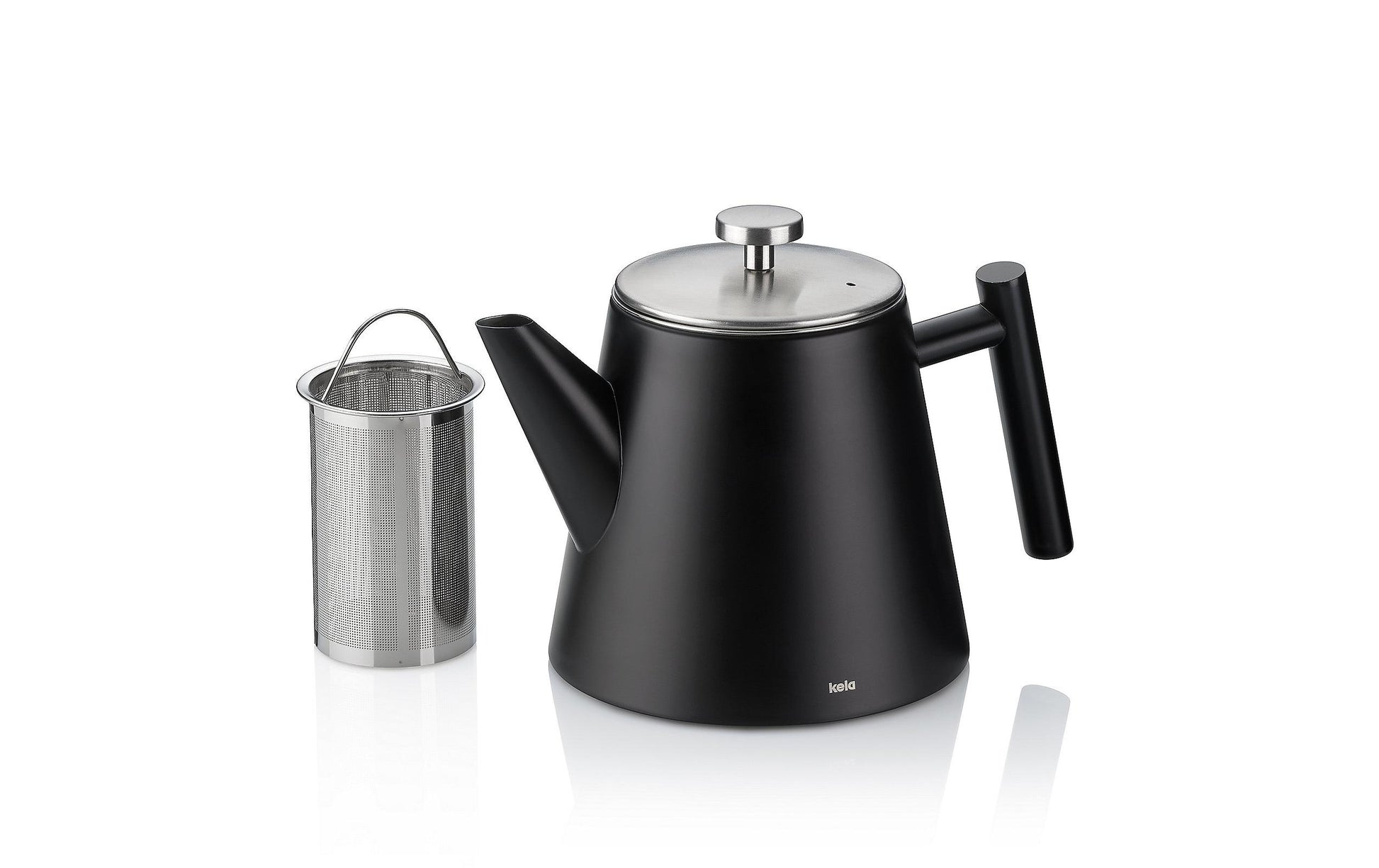 Kela Teekanne Modena – 1 l, Ø 14 cm × H 15,5 cm, Edelstahl, mit Edelstahlfilter