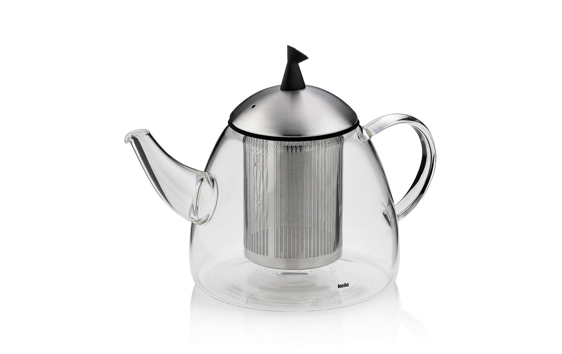Kela Aurora – Teekanne, 1,3 l, Glas, Edelstahl-Teesieb, Silber, für Glaskeramik