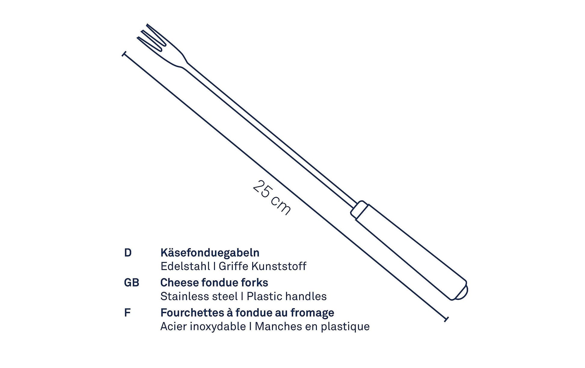Kela Morena Fonduegabeln – 6er-Set, 24,5 cm, Edelstahl, Schwarz, für Käsefondue