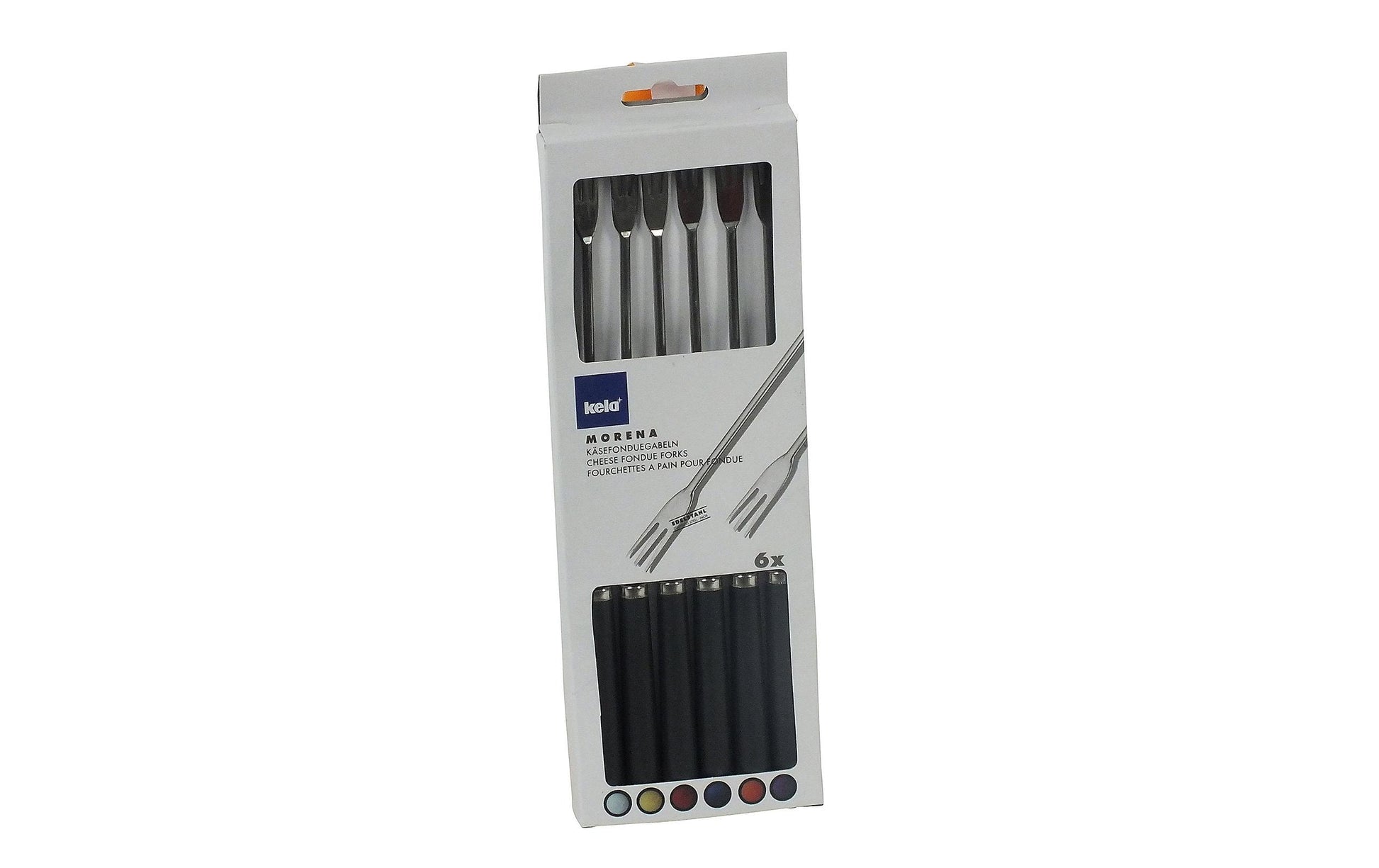 Kela Morena Fonduegabeln – 6er-Set, 24,5 cm, Edelstahl, Schwarz, für Käsefondue