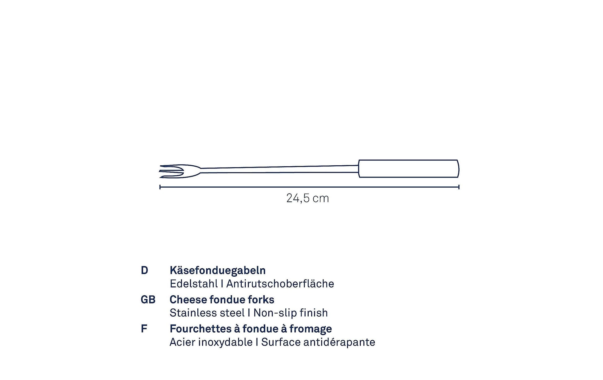 Kela Montana – Fonduegabel 24,5 cm, Edelstahl, schwarz, 6er-Set