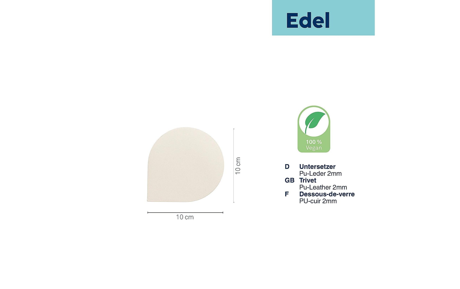 Kela Glasuntersetzer – 4er Set, 10,0 × 10,0 cm, Kunstleder, Weiss