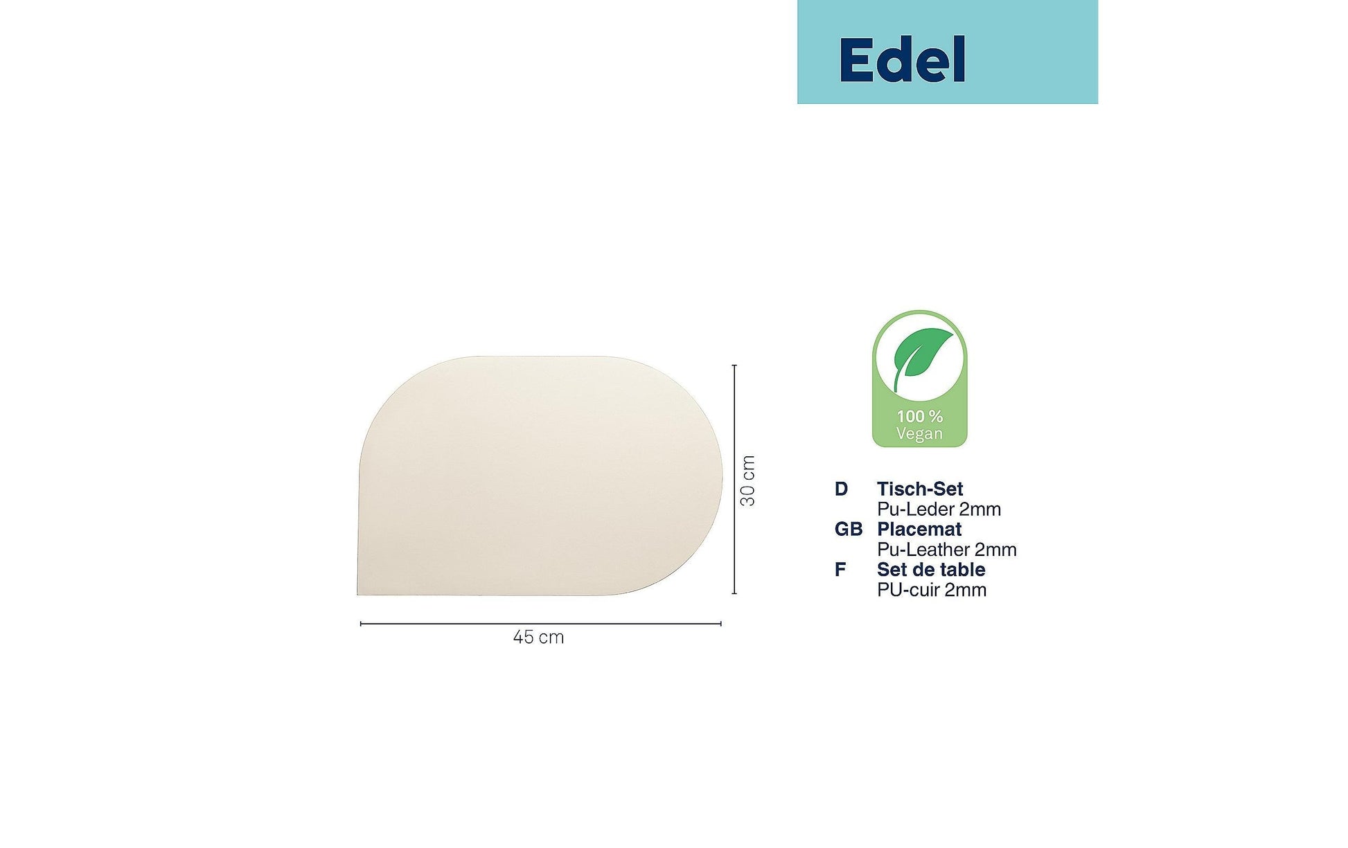 Kela Tischset – 30×45 cm, Kunstleder, Weiss
