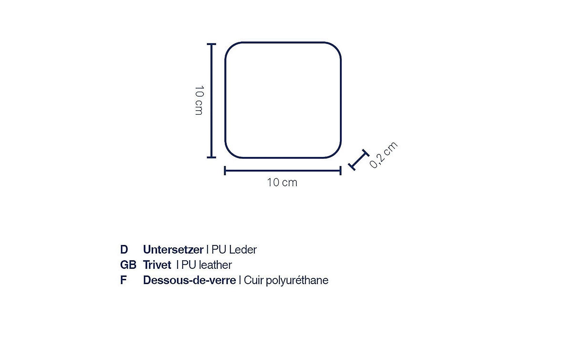 Kela Untersetzer Kimara – 4er Set, 10,0 × 10,0 × 0,2 cm, Kunstleder, Schwarz, für Gläser